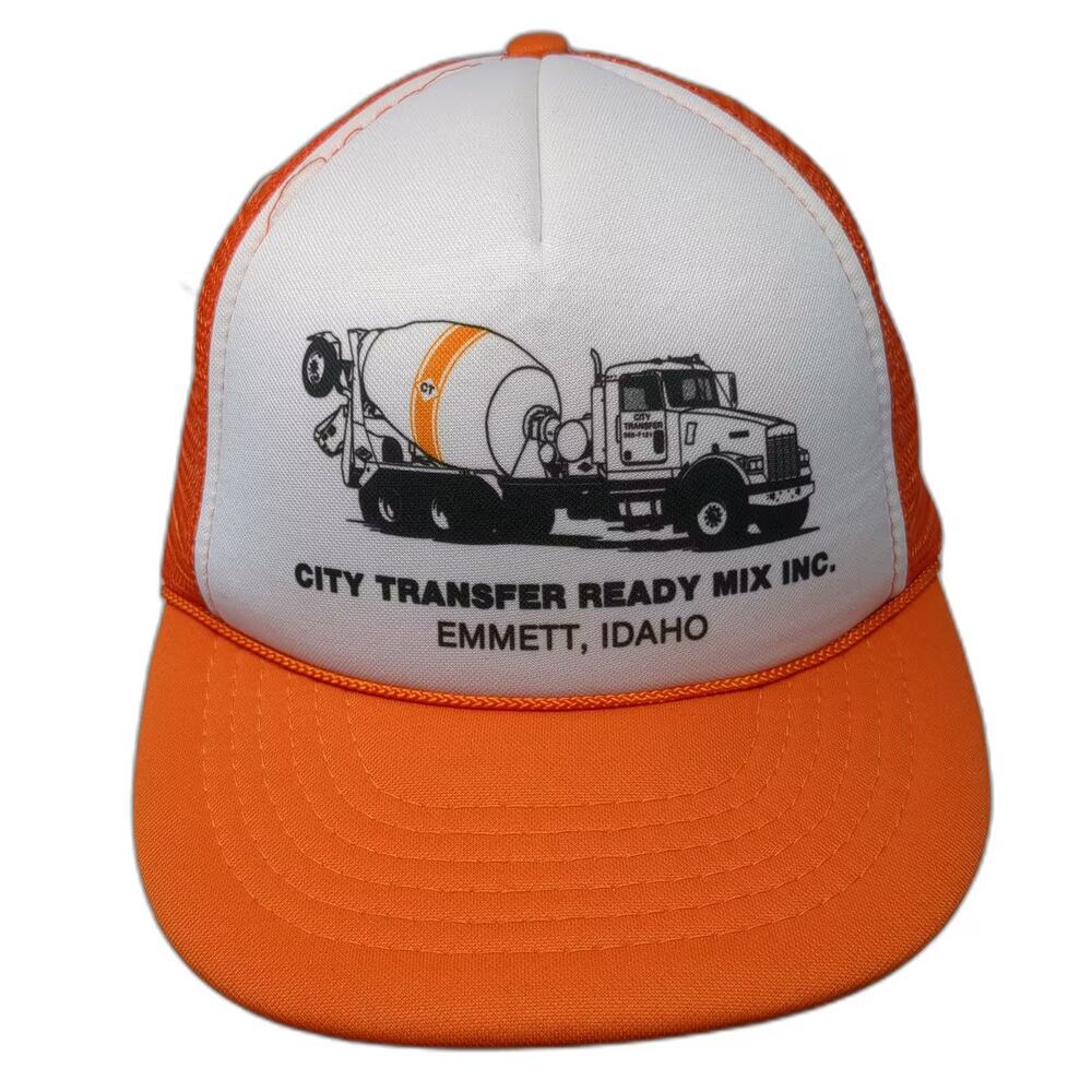 Headmost Trucker Hat Orange White One Size City Transfer Ready Mix Emmett Idaho